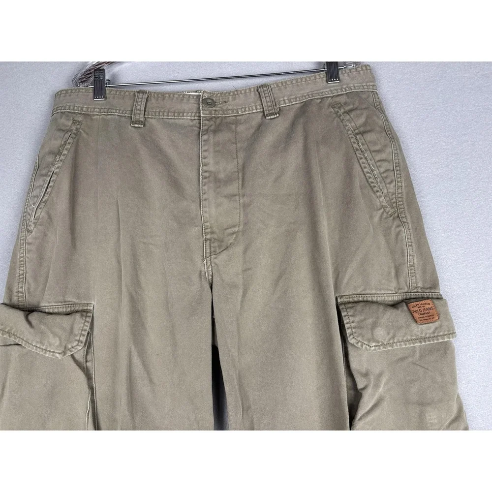 Polo Ralph Lauren Cargo Pants Mens 38x32 Beige Polo Jeans Co Relaxed Fit Canvas